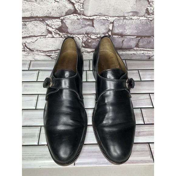 OGGI Black Leather Monk Strap Loafers Dress Shoes Men Sz 9M US/42EU - Picture 10 of 16